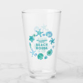 Aquarellmuscheln und Starfish Beach House Glas (Rückseite)