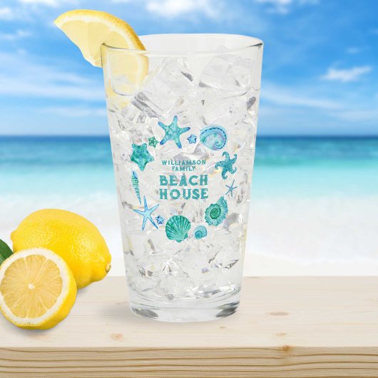 Aquarellmuscheln und Starfish Beach House Glas