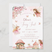 Aquarellmushroom Fairy 1. Geburtstagswald Einladung (Vorderseite)