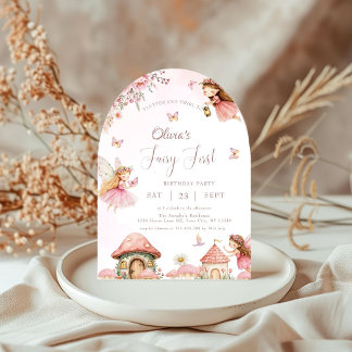 Aquarellmushroom Fairy 1. Geburtstagswald Einladung