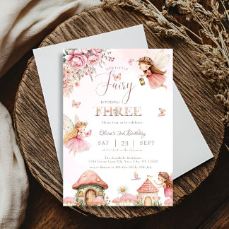 Aquarellmushroom Fairy 3. Geburtstagswald Einladung
