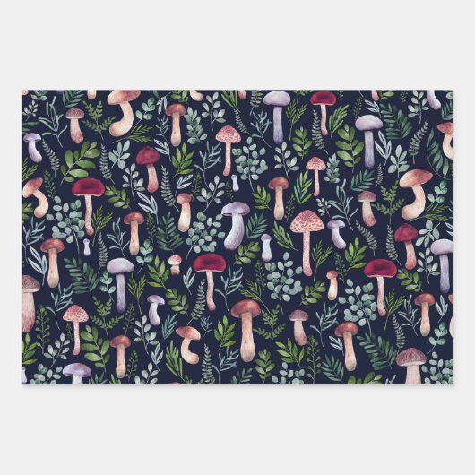 Aquarellmushrooms - Illustration Geschenkpapier Set (Vorderseite)