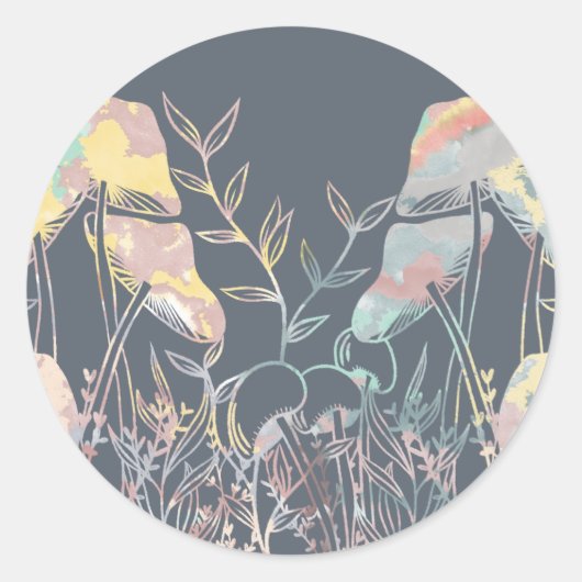 Aquarellmushrooms Runder Aufkleber (Vorderseite)