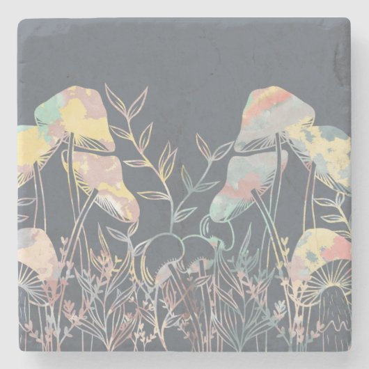 Aquarellmushrooms Steinuntersetzer (Vorderseite)