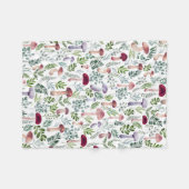 Aquarellmushrooms und Blätter im Grünen Fleecedecke (Vorderseite (Horizontal))