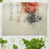 Aquarellmusik und Violine Geschirrtuch (Gefaltet)