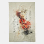 Aquarellmusik und Violine Geschirrtuch (Vertikal)