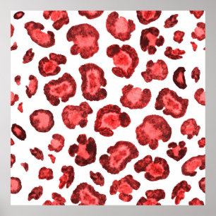 Aquarellmuster Abbildung Leoparden Haut. Fallen Poster