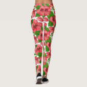 Aquarellmuster aus rotem Hibiskus Leggings (Rückseite)
