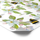 Aquarellmuster Blüten und Hummeln Poster (Ecke)