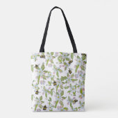 Aquarellmuster Blüten und Hummeln Tasche (Rückseite)