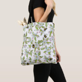 Aquarellmuster Blüten und Hummeln Tasche (Von Nahem)