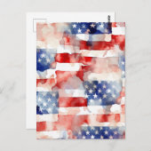 Aquarellmuster der amerikanischen Flagge Postkarte (Vorne/Hinten)