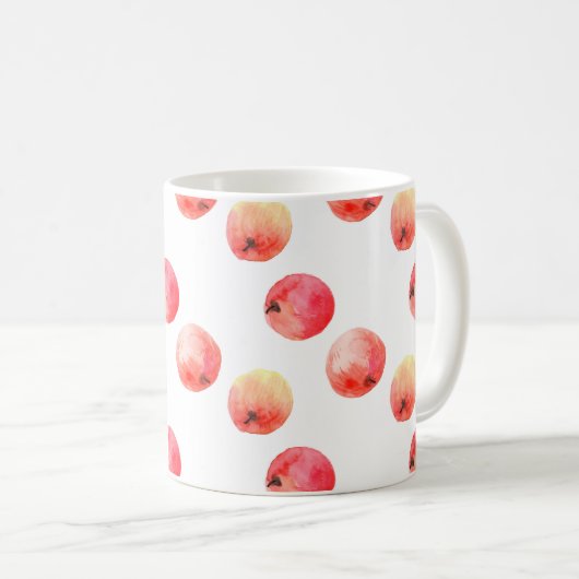 Aquarellmuster der reifen roten Äpfel Kaffeetasse (VorderseiteRechts)