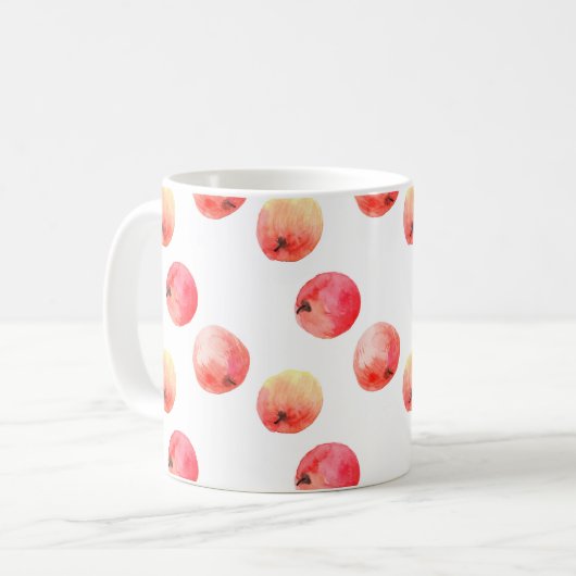 Aquarellmuster der reifen roten Äpfel Kaffeetasse (Vorderseite Links)