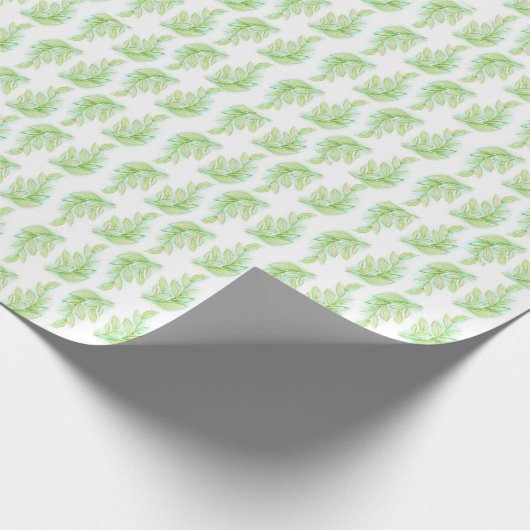 Aquarellmuster Federgelbe grüne Blätter Geschenkpapier (Ecke)