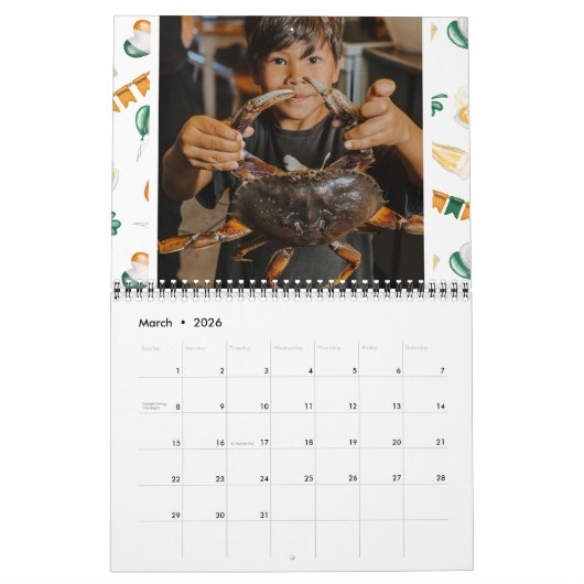 Aquarellmuster | Foto Personalisierter Kalender (Mär 2026)