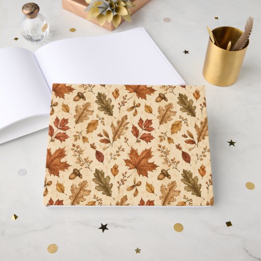 Aquarellmuster Herbstblätter Gästebuch (Vorderseite Offen)