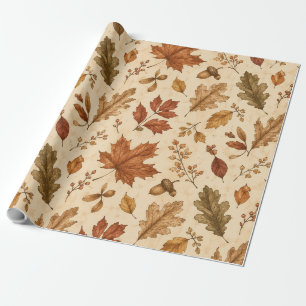 Aquarellmuster Herbstblätter  Geschenkpapier