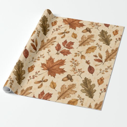 Aquarellmuster Herbstblätter Geschenkpapier (Ungerollt)