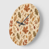 Aquarellmuster Herbstlaub  Große Wanduhr (Winkel)