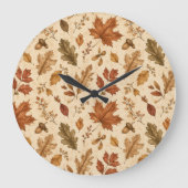 Aquarellmuster Herbstlaub  Große Wanduhr (Vorderseite)