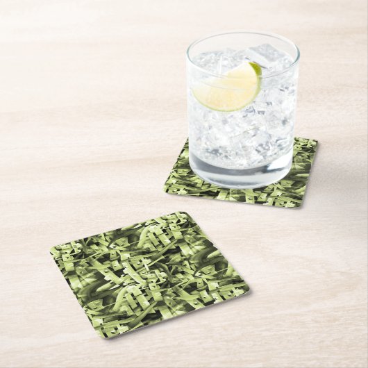 Aquarellmuster im Abstrakten Grün Rechteckiger Pappuntersetzer (Vor Ort)