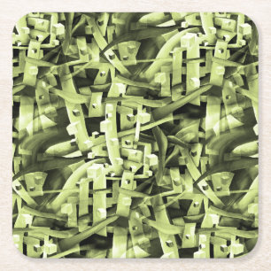 Aquarellmuster im Abstrakten Grün Rechteckiger Pappuntersetzer