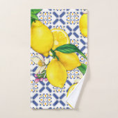 Aquarellmuster im Mittelmeer-Zitronen Badhandtuch Set (Handtuch)