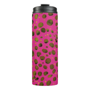 Aquarellmuster mit Abstrakter Geparkhaut. Thermosbecher