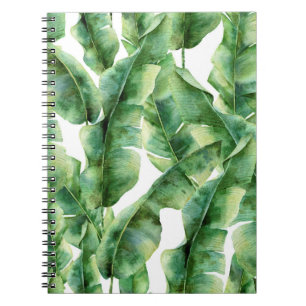 Aquarellmuster mit Blätter aus Bananenpalmen. Hand Notizblock