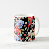 Aquarellmuster mit Blume Rose, Iris, Hibi Kaffeetasse (VorderseiteRechts)