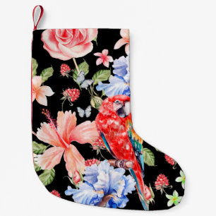 Aquarellmuster mit Blume Rose, Iris, Hibi Kleiner Weihnachtsstrumpf