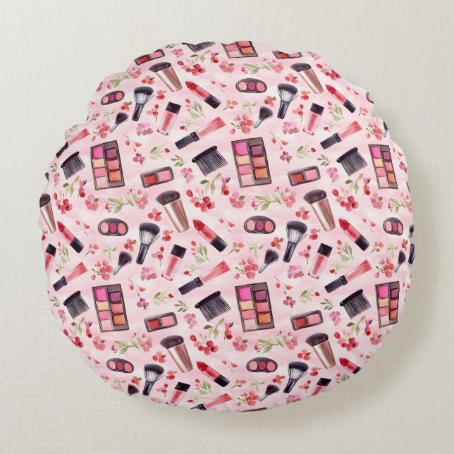 Aquarellmuster mit femininem Charme Rundes Kissen (Vorderseite)