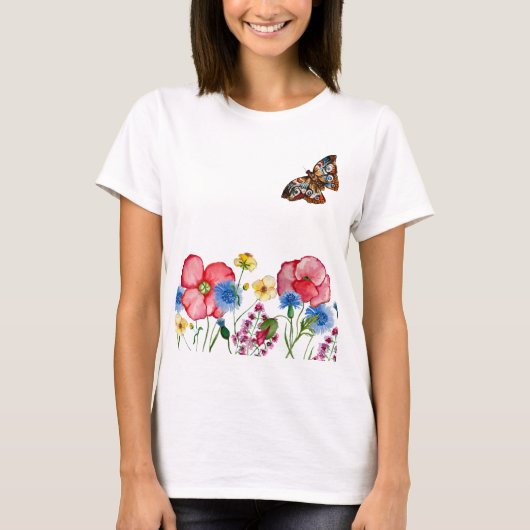 Aquarellmuster mit handgezeichnet Wildblumen T-Shirt (Vorderseite)