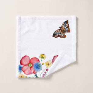Aquarellmuster mit handgezeichnet Wildblumen Waschlappen