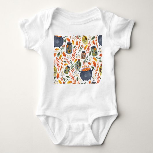 Aquarellmuster mit Herbstblättern. Baby Strampler (Vorderseite)