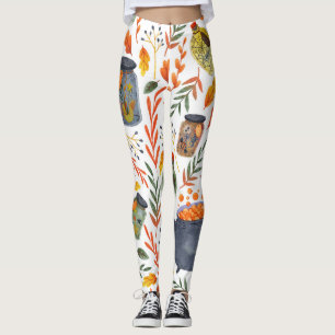 Aquarellmuster mit Herbstblättern. Leggings
