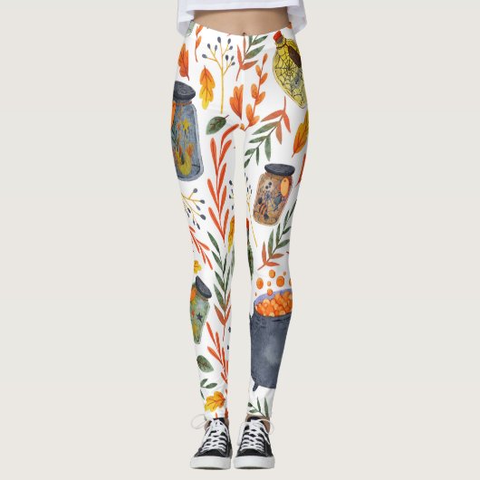 Aquarellmuster mit Herbstblättern. Leggings (Vorderseite)