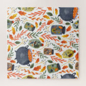 Aquarellmuster mit Herbstblättern. Puzzle (Horizontal)