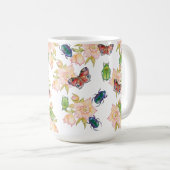 Aquarellmuster mit Käfern und Schmetterlingen Kaffeetasse (VorderseiteRechts)