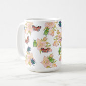 Aquarellmuster mit Käfern und Schmetterlingen Kaffeetasse (Vorderseite Links)
