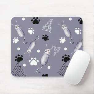 Aquarellmuster mit Katzen und Pfoten Mousepad