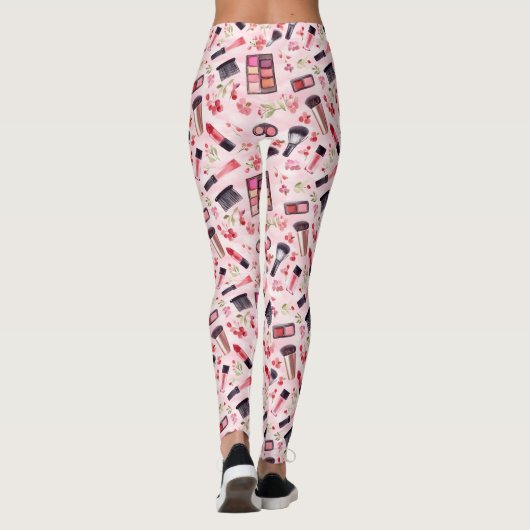 Aquarellmuster mit rosa Florals Leggings (Rückseite)