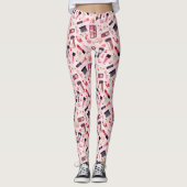 Aquarellmuster mit rosa Florals Leggings (Vorderseite)