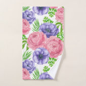 Aquarellmuster mit Torf und Anemon-Blume Badhandtuch Set (Handtuch)
