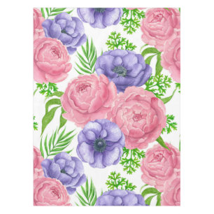 Aquarellmuster mit Torf und Anemon-Blume Tischdecke