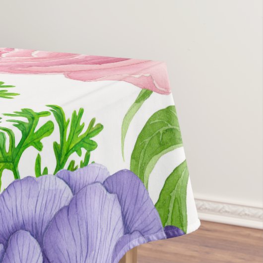 Aquarellmuster mit Torf und Anemon-Blume Tischdecke (Beispiel)