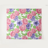 Aquarellmuster mit Torf und Anemon-Blume Wandteppich (Vorderseite (Horizontal))