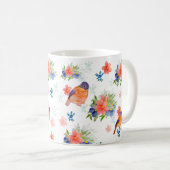 Aquarellmuster mit Vögeln und Blume Kaffeetasse (VorderseiteRechts)